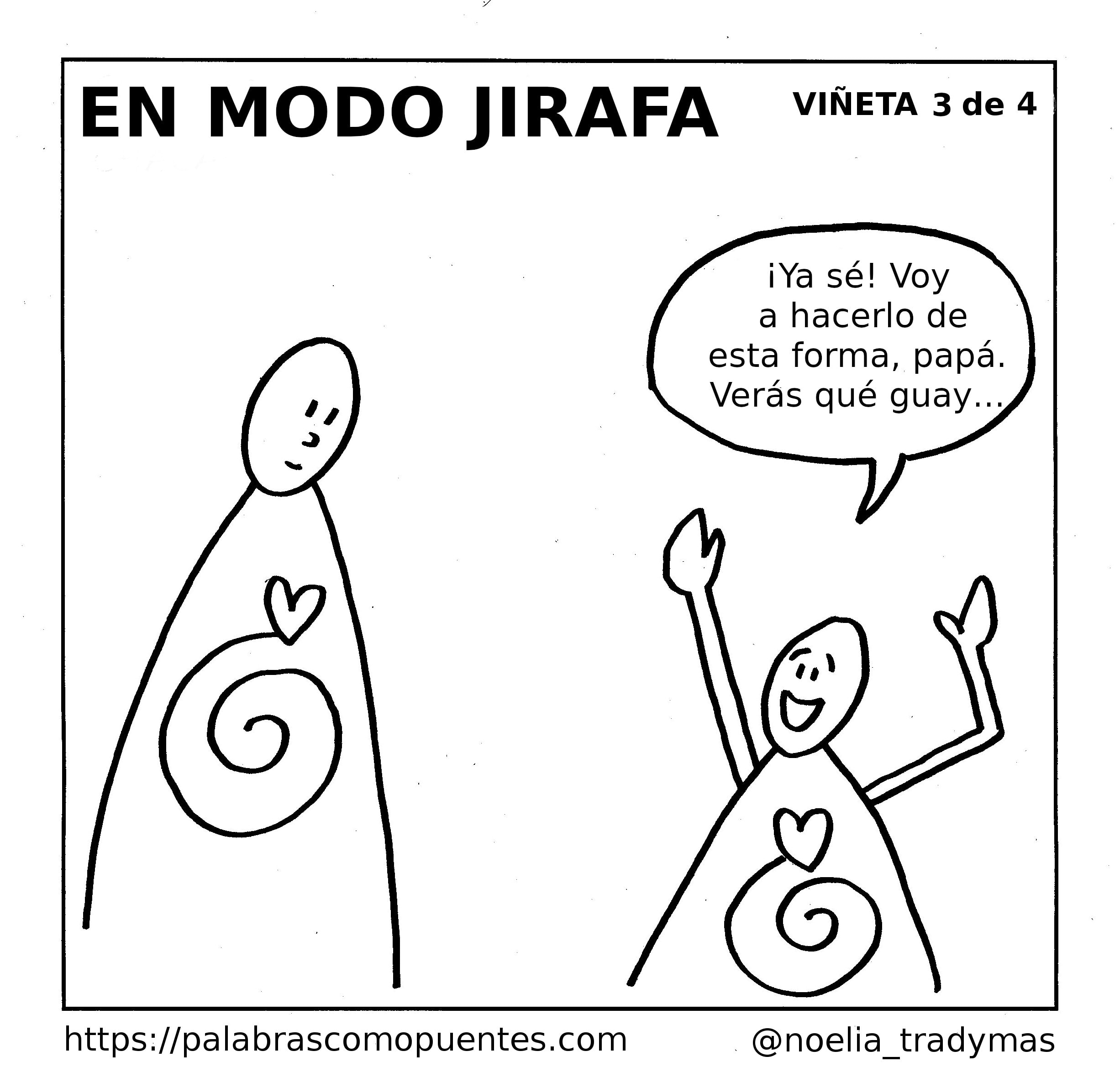 Dos figuras sencillas con dibujos en espiral en el pecho; una parece neutra, la otra sonríe y habla con entusiasmo a la primera.